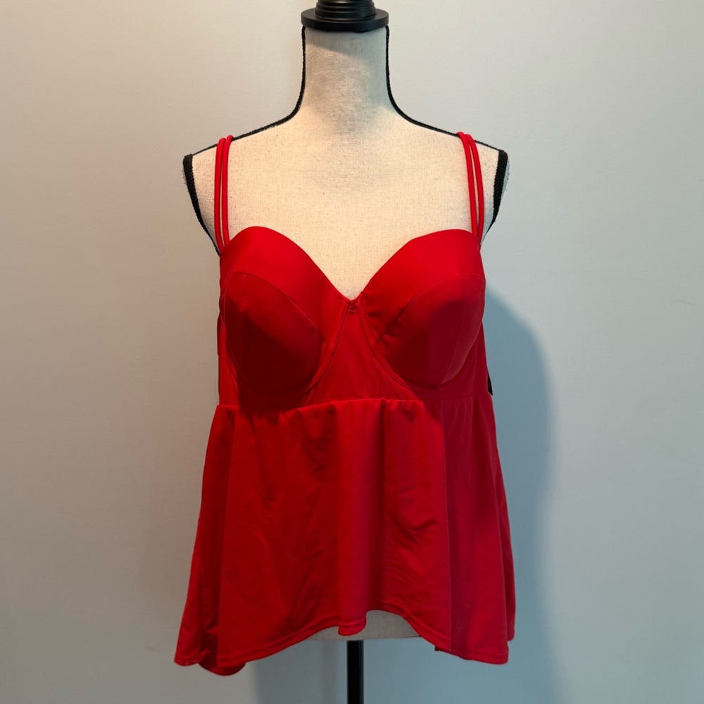 Women’s Red Peplum Swim Top